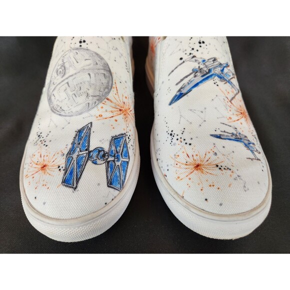 Star Wars Bibbidi Bling Canvas Sneakers Loafers Shoes Disney Jedi Art Womens 7 - Picture 5 of 14